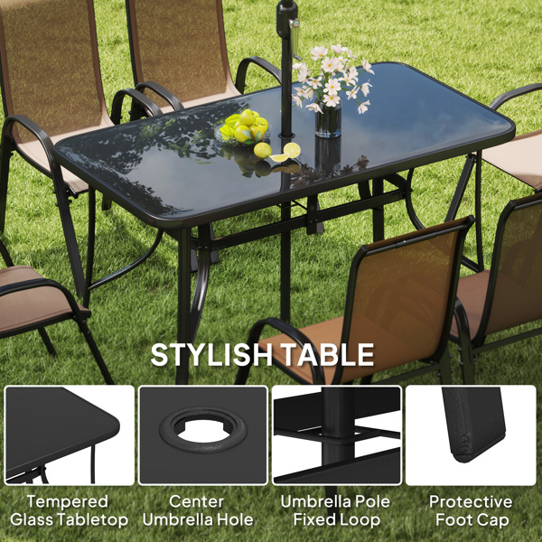 Outdoor dining table and chair package with umbrella ( Amazon Shipping)（Prohibited by WalMart）