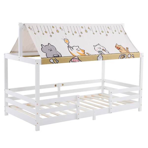 Canopy Roof Design White Painted Pine Children's Bed