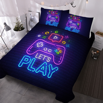 Gaming Duvet Cover Set Queen Size Video Game Controller Bedding Set, Boys Video Games Comforter Cover with 2 Pillow Shams, Bed Set for Boys Girls Bedroom Decor