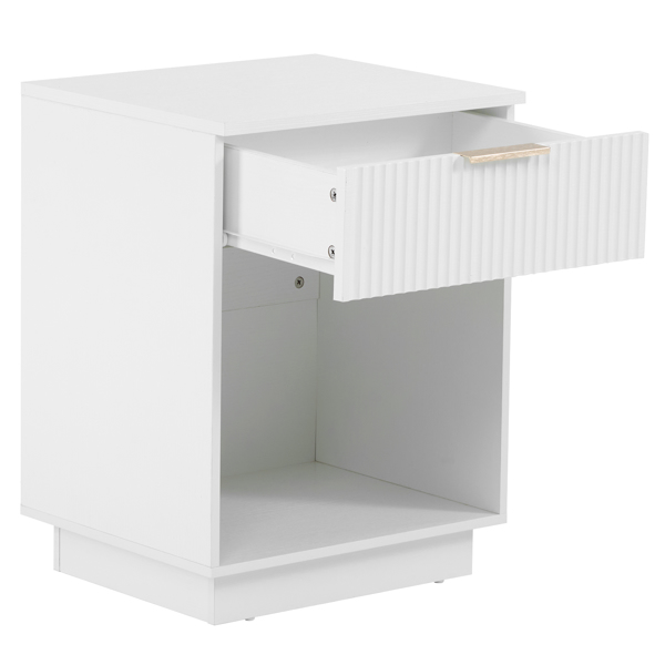 NightStand with One Drawer&Shelf White