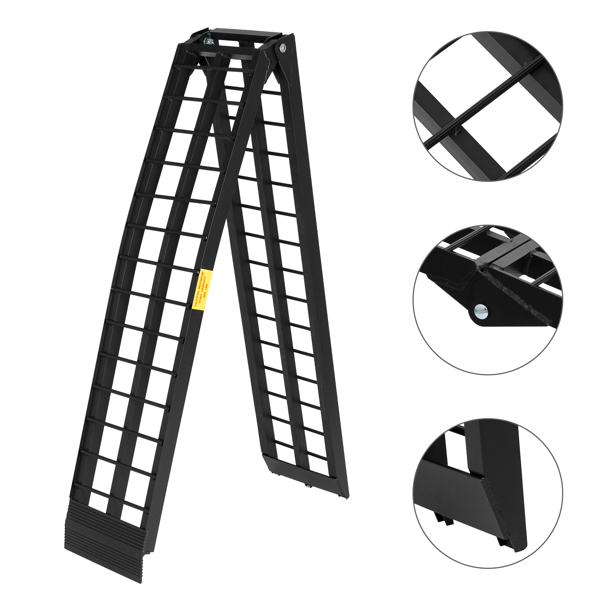 9ft Aluminum Plate Folding ATV Loading Ramp Black Pair Truck Trailer 1200 lbs