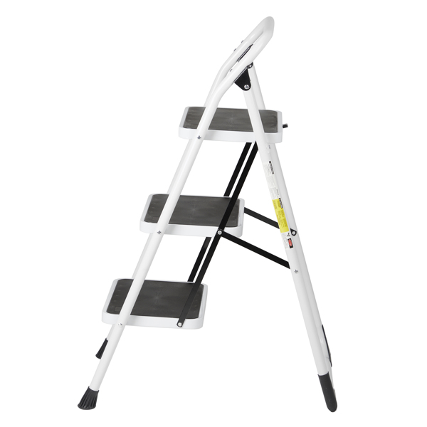 Home Use 3-Step Short Handrail Iron Ladder Black & White