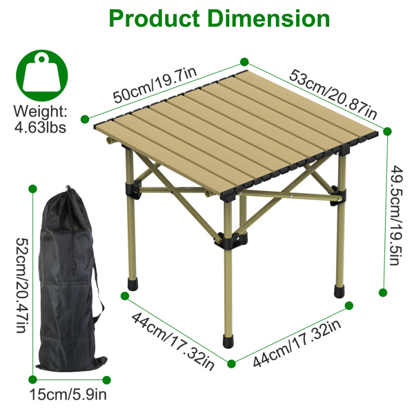 Folding Camping Table, Portable Upgraded Carbon Steel Table with Heavy Duty Carrying Bag, Lightweight Foldable Outdoor Camping Table, Table for Picnic and Barbecue, Beach Patio, Table for 2-3 People