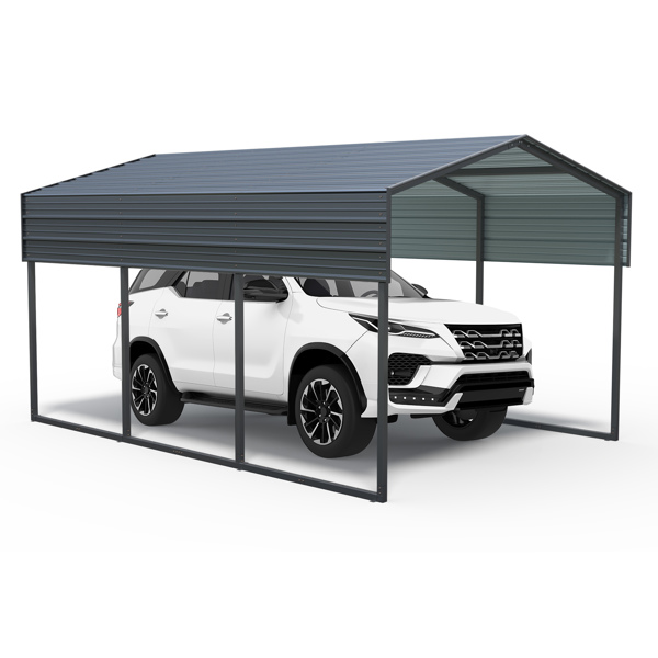 10x15 FT Metal Carport Heavy Duty with Reinforced Frame, Outdoor Garage Multi-Use Shelter Canopy Car Shelter for Pickup, Boat, Car and Tractors