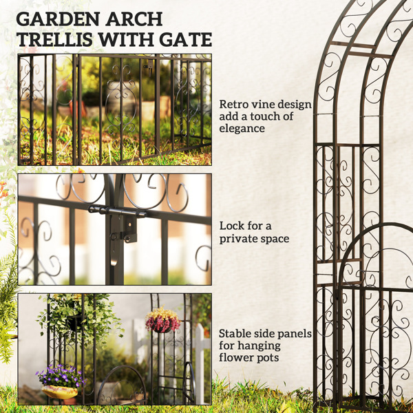 Steel Garden Arch with Gate ( Amazon Shipping)（Prohibited by WalMart）