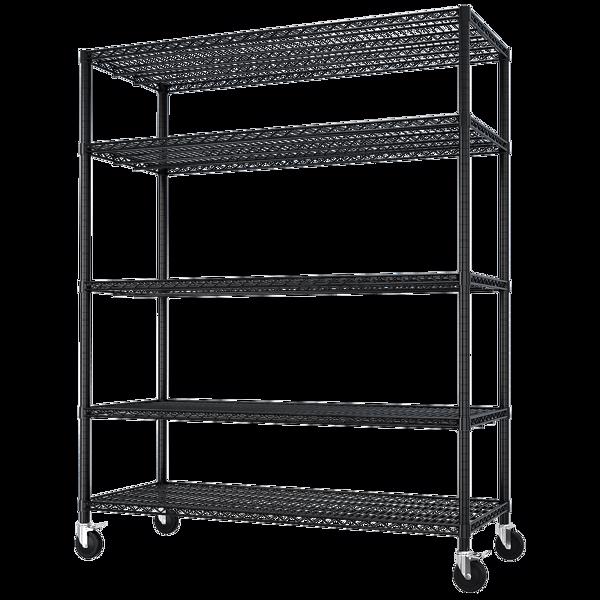 Heavy Duty Storage Shelves  55.12" W  Wire Shelving Unit with Wheels 3200LBS  NSF Metal Shelves for Storage Adjustable Garage Storage Rack Pantry Shelf Commercial Shelving, 75.59" H X 55.12''W X 23.62