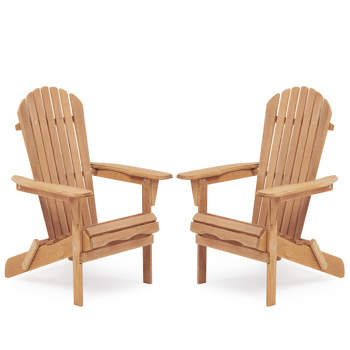 Wood Lounge Patio Chair for Garden Outdoor Wooden Folding Adirondack Chair Set of 2 Solid Cedar Wood Lounge Patio Chair for Garden, Lawn, Backyard