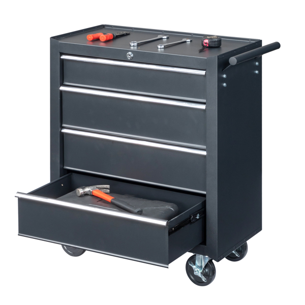 Single-bottom cabinet 4-draw, steel, black 330lb instrument cart, storage room