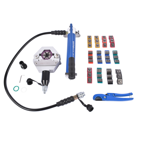 Hydraulic Hose Crimping Tool AC Crimping Tool, Manually Operated AC Hose Crimper with 7 Sets of Dies