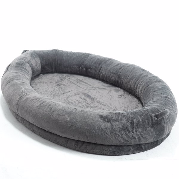 Human Dog Bed for Adult, Giant Extra Large Memory Foam Human Size Pet Bed for People, Fluffy Plush Dog Bed for Human with Storage Pocket  Cover Portable Handle Non-Slip Bottom