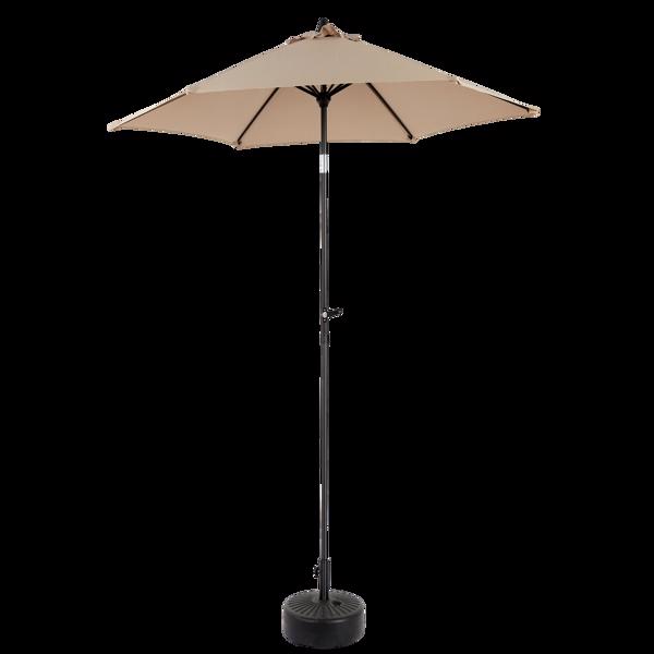 9FT Outdoor Patio Umbrella Outdoor Table Umbrella with Push Button Tilt and Crank, Market Umbrella 6 Sturdy Ribs , Deck, Backyard, Pool (Base Not Included)  - ( khaki )