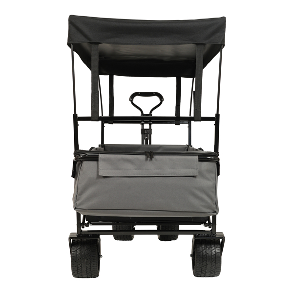 480Lbs Collapsible Wagon with Canopy,Wagon Stroller with 7" All-Terrain Wheels, Lightweight Foldable Wagon, Large Capacity for Camping, Shopping, Sports, and Garden Use,black with mosquito net