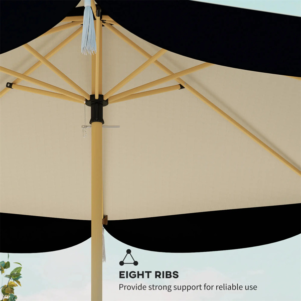 8.7 FT Elegance Patio Umbrella, UPF 50+ Outdoor Market Umbrella with 8 Ribs, Beige 