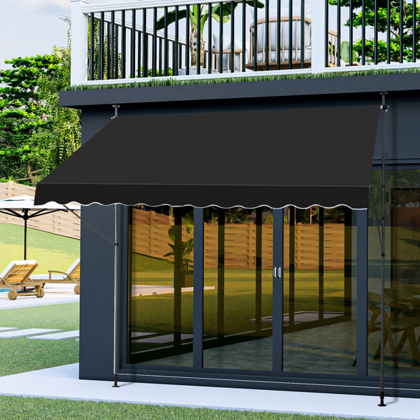 118.1"D x 59.1"W x(78.7 -118.1)"H Retractable Awning Black