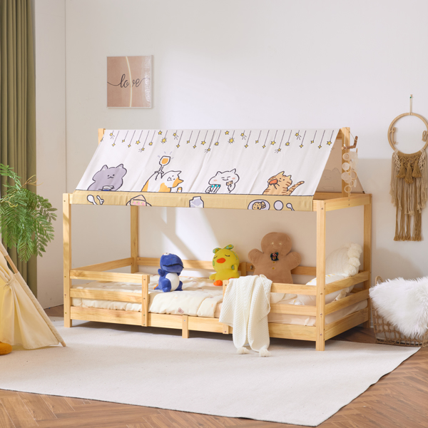 Canopy Roof Design White Painted Pine Children's Bed