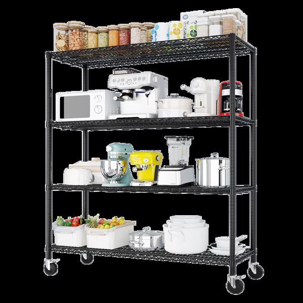 Heavy Duty Storage Shelves  55.12" W  Wire Shelving Unit with Wheels 2500LBS  NSF Metal Shelves for Storage Adjustable Garage Storage Rack Pantry Shelf Commercial Shelving, 75.59" H X 55.12''W X 23.62