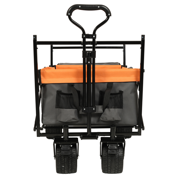 480Lbs Collapsible Wagon with Canopy,Wagon Stroller with 7" All-Terrain Wheels, Lightweight Foldable Wagon, Large Capacity for Camping, Shopping, Sports, and Garden Use,orange with mosquito net