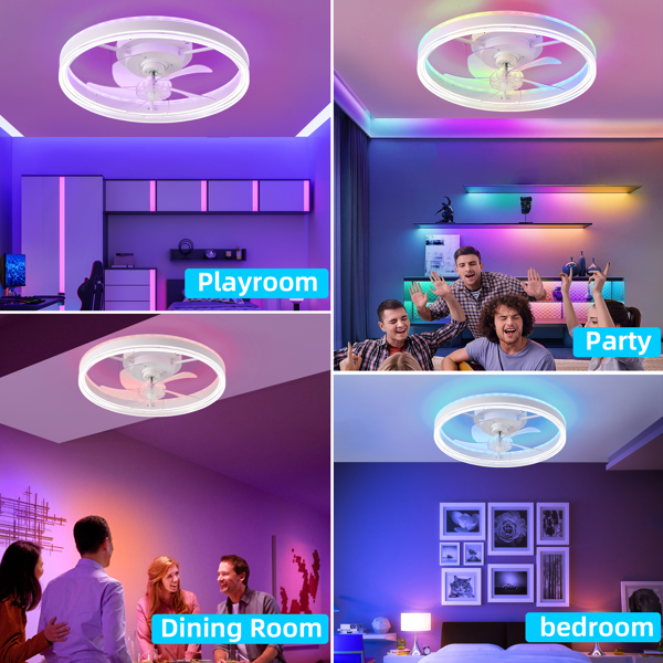 19.7 inches fan light RGB color lights three color temperature 6-speed adjustable wind power positive and negative rotation