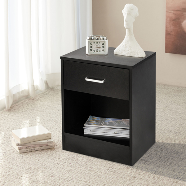 2pcs Night Stands with Drawer Black