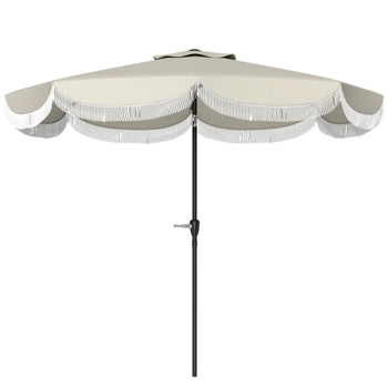 8.8FT Elegance Patio Umbrella, UPF 30+ Outdoor Market Umbrella with 8 Ribs, Push Button Tilt,Light Gray 