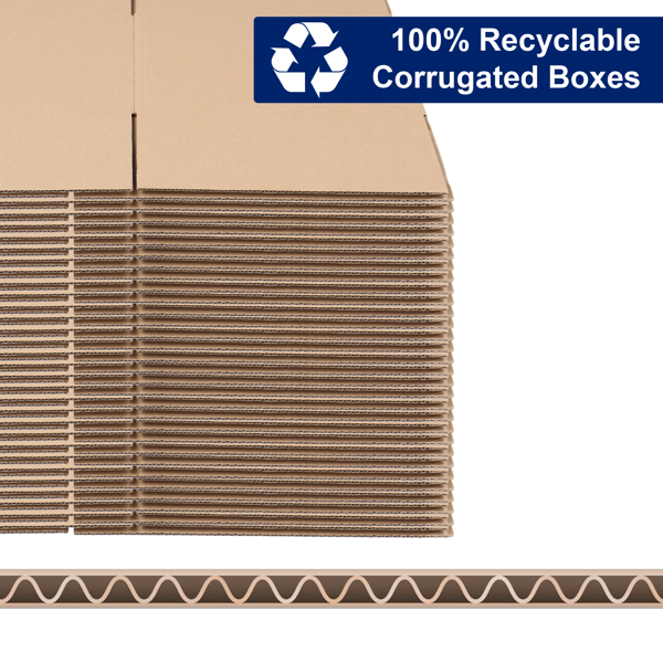 50pcs 12 "x 10" x 8 "(30.5x25.4x20.3) 3mm thick corrugated cardboard box in kraft paper color