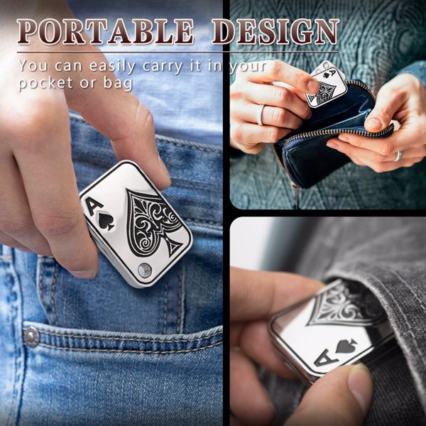 Fidget Toys Adults, EDC Metal Fidget Slider, Magnetic Poker Push Card, Adult Fidget Toy for Anxiety ADHD, Cool Office Gadgets Gift for Dad Teens, Fidgets Toy for Men Silver