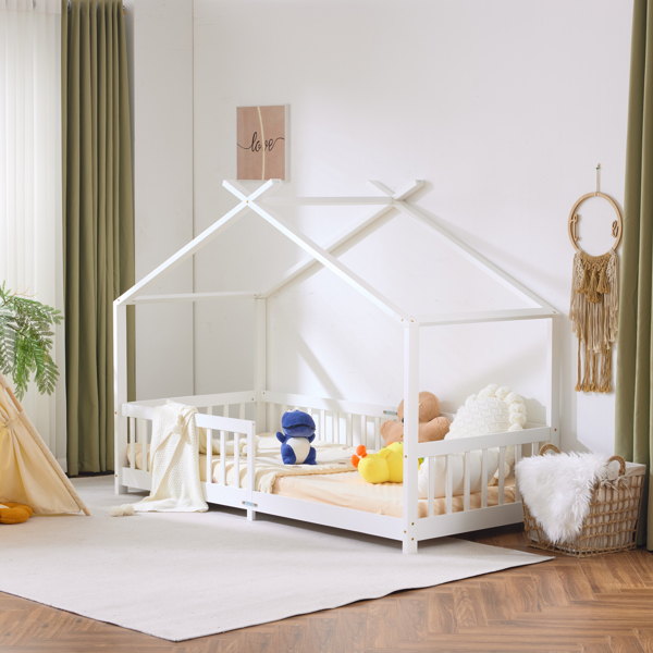 X-Shaped Roof Design White Painted Pine Children's Bed