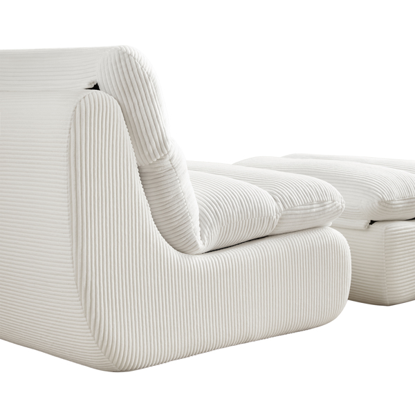 Modern Compressed Lounge Chair with Ottoman, Cozy Corduroy Recliner for Small Spaces, Living Room, or Bedroom