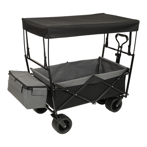 480Lbs Collapsible Wagon with Canopy,Wagon Stroller with 7" All-Terrain Wheels, Lightweight Foldable Wagon, Large Capacity for Camping, Shopping, Sports, and Garden Use,black with mosquito net