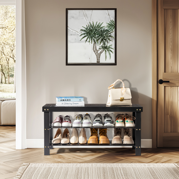 FCH 3-Tier Seamless Top Bamboo Shoe Rack