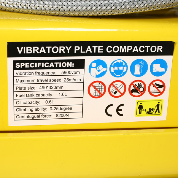 2.5HP Plate Compactor Gas 79.7cc 8200N Force Construction Concrete Tamper Machine Power Paver 19.3 x 12.6" Plate,EPA compliant