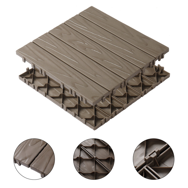 Plastic Interlocking Deck Tiles, 27 Pack, 11.8"x11.8" Waterproof Flooring Tiles for Indoor and Outdoor, Patio Floor Decking Tiles for Porch Poolside Balcony Backyard