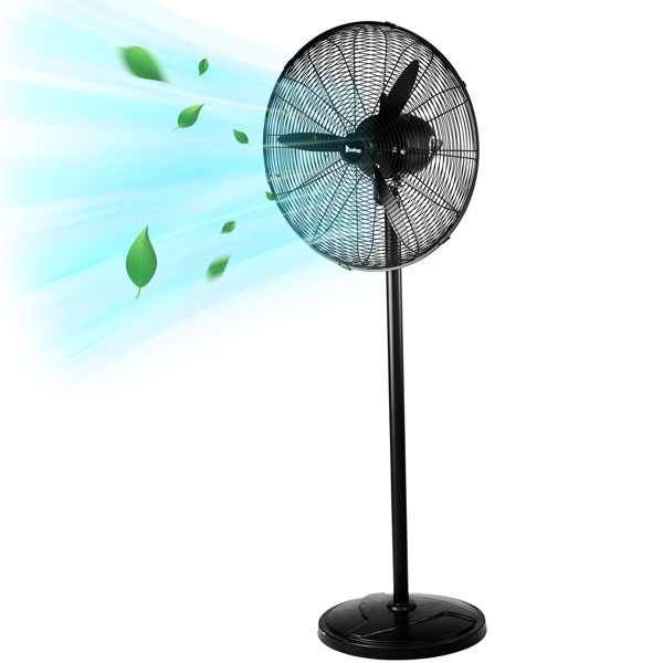 20 Inch Pedestal Floor Fan 5000CFM, Oscillating Standing Fan, Adjustable Rod, 100% BLDC Copper Motor,4 Speeds, Aluminum Blades, Metal Stand Up Fan For Industrial, Commercial, Residential, Shop