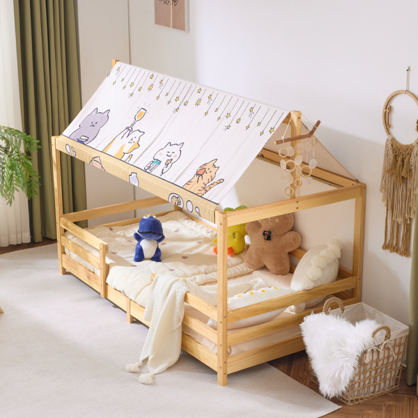 Canopy Roof Design White Painted Pine Children's Bed