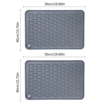 Dark Gray 15.74*19.68in 2PCS Silicone Dish Drying Mat: Kitchen Counter Essential for Draining Water and Insulating Dishes