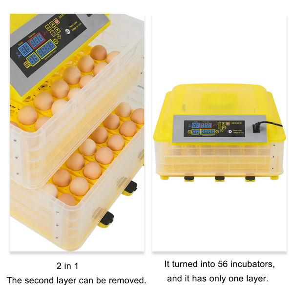 【同款编码：89421360】112-Egg Practical Fully Automatic Poultry Incubator Yellow & Transparent