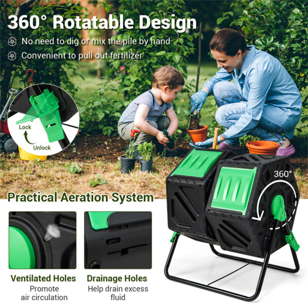 130L Garden Compost Tumbler with Sliding Doors