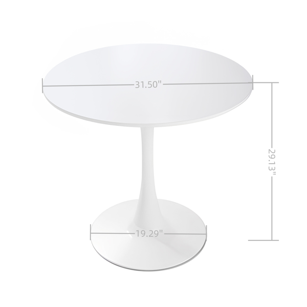 31.5" Round MDF Dining Table Set for 4, White Dining Table MDF Easy Clean with Durable Black Metal Legs, 4 PCS Comfortable Dining Chair Linen Upholstered Chair for Restaurant,Guest Receptions 