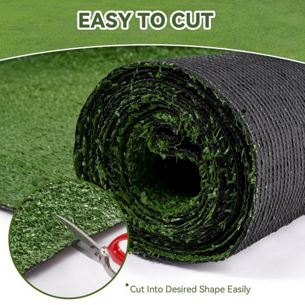 3ft x 10ft Premium Artificial Turf Mat with Drainage Holes. Thick Fake Grass with Rubber Backing, Ideal for Indoor/Outdoor Pet Areas, Garden, Lawn, Patio & Balcony Decor