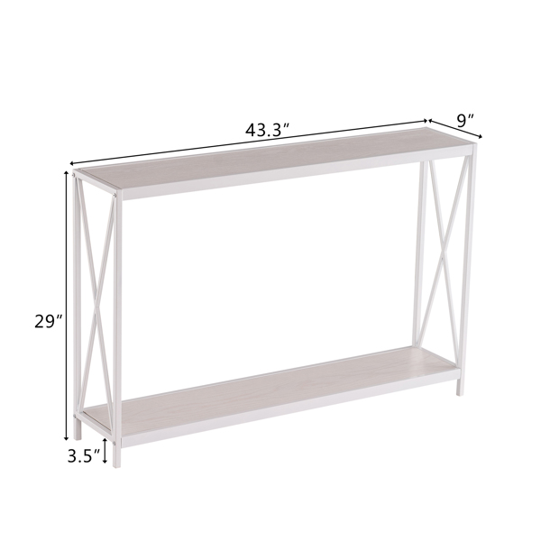 【Same model code：63670854】Triamine Board Cross Iron Frame Porch Table Sofa Side Table Reddish Oak Wood Grain