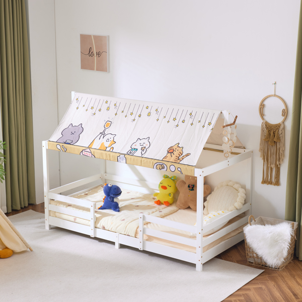 Canopy Roof Design White Painted Pine Children's Bed