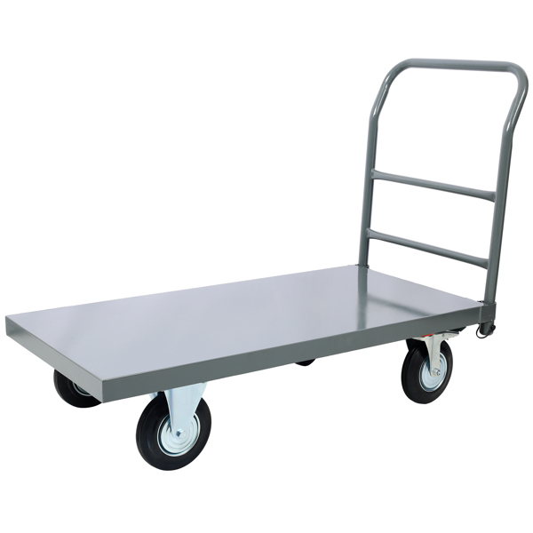 Platform Truck Industrial Flat Dolly Cart with Wheels - Heavy Duty 24 x 48 Cart - 2000lb Capacity Flatbed Hand TruckSteel Smooth Deck Platform Truck 24 In. x 48 In. 2000 Lb. Capacity, Dark Gray color