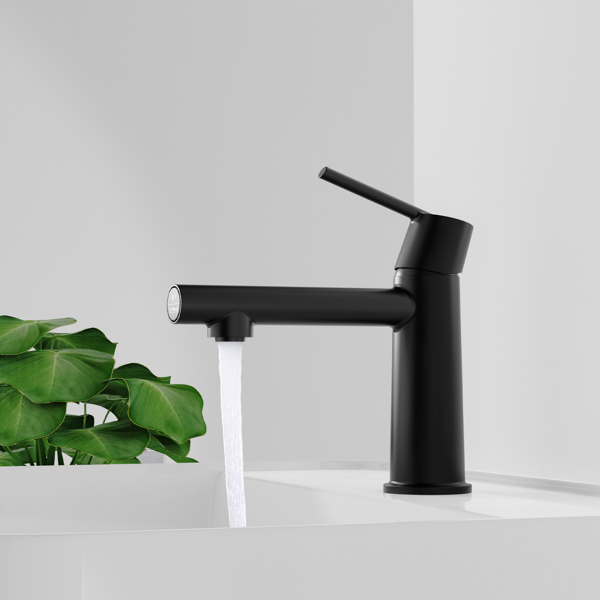 Matte Black Single Handle Bathroom Faucet for 1 or 3 Holes ,Fountain and Flow Mode Two-in-one function,Deck Mount Laundry Vanity Sink Faucet with Two 9/16" Hoses[Unable to ship on weekends]