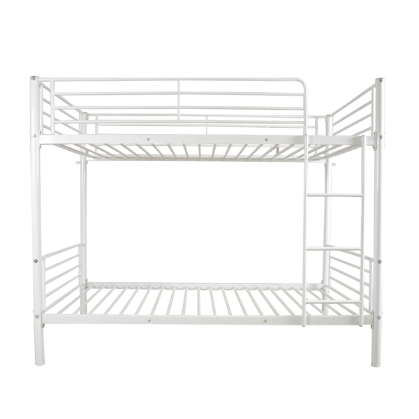 【same code:38354706】Iron Bed Bunk Bed with Ladder for Kids Twin Size White