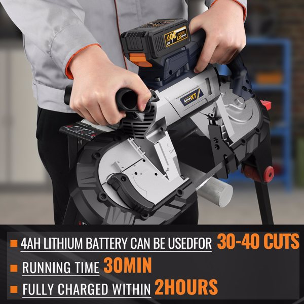 5 inch Cordless Bandsaw, MAXXT 20V Brushless Power Band Saw, 4AH Battery, 6 Speeds Adjustable, Not Hot Sparks When Cutting Metal, Portable Band Saw for Deep Cut[Unable to ship on weekends]