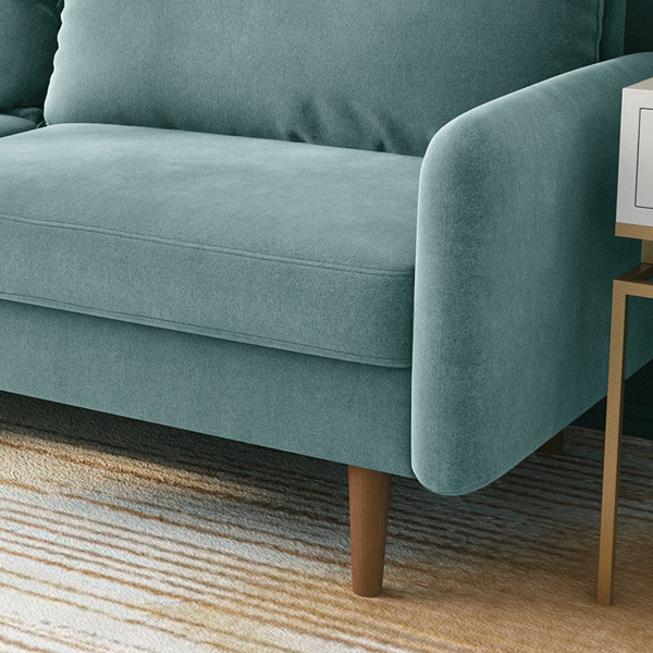 72 英寸天鹅绒圆臂扶手公寓沙发-3