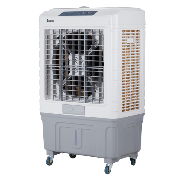3 in 1 Portable Evaporative Cooler With dust filter,Indoor,Outdoor,4118CFM Personal Air Cooler with remote control and LCD screen,13.2 Gal Large Water Tank & Scroll Casters, 4 Ice Packs,White