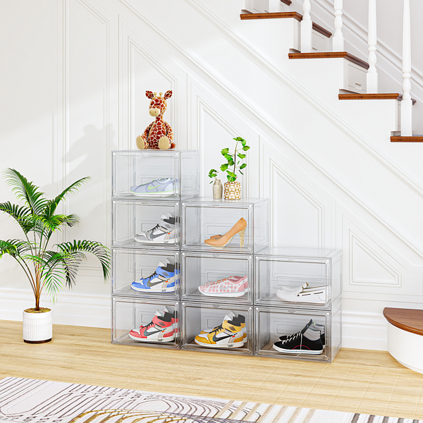 9-Piece Big White Plastic Mesh Shoe Box Set - 33.5*29.5*22cm, Modular Design for Home Storage