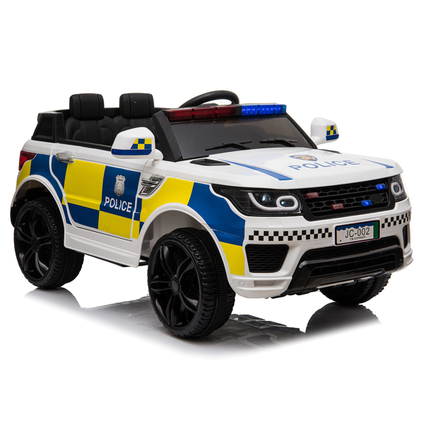  【Same Code：95123812】Dual Drive 12V 7Ah Police Car with 2.4G Remote Control White