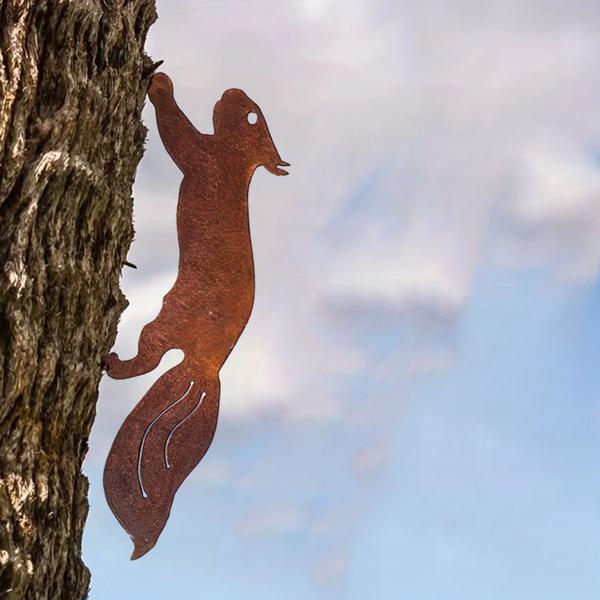 Rusty Squirrel Branch Insert - Unique Tree Decor for Garden, Patio & Outdoor Spaces - Charming and Fascinating Design to Enhance Your Natural Surroundings-Tracking numbers are not updated on Sundays